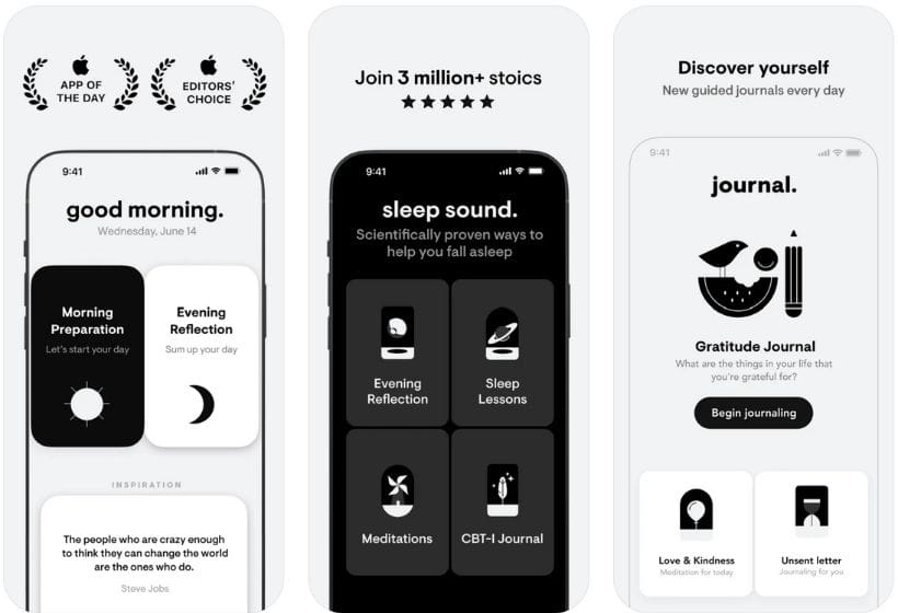 Stoic app screenshots