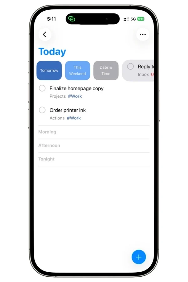 Apple Reminders showing quick reschedule options for an overdue recurring task