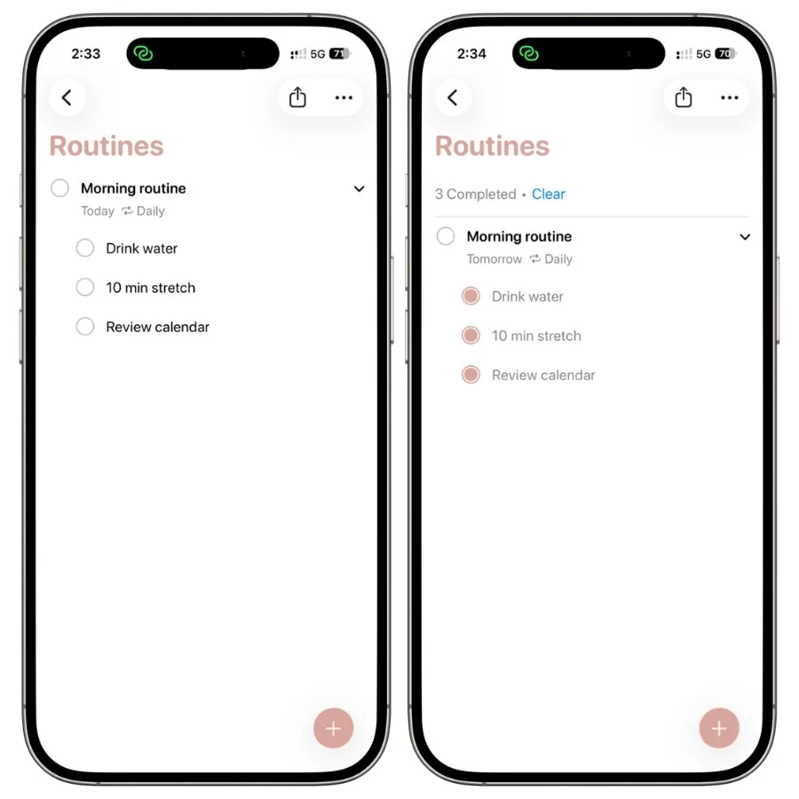 Apple Reminders recurring task regenerated without its completed subtasks after repeating the next day
