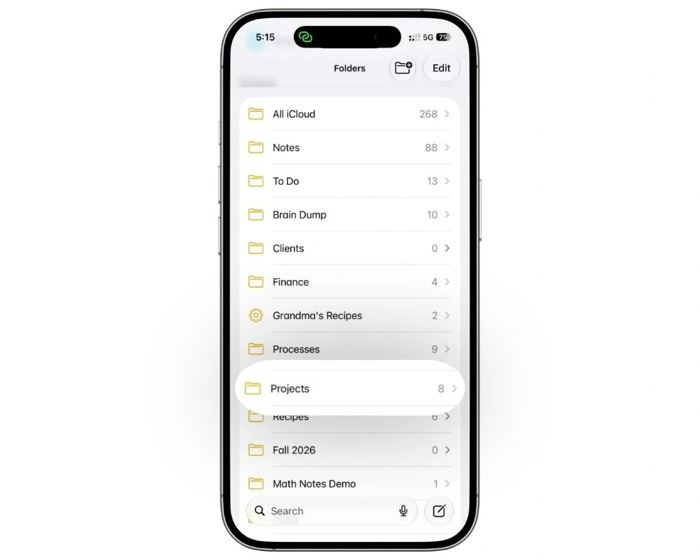 Apple Notes project management productivity system